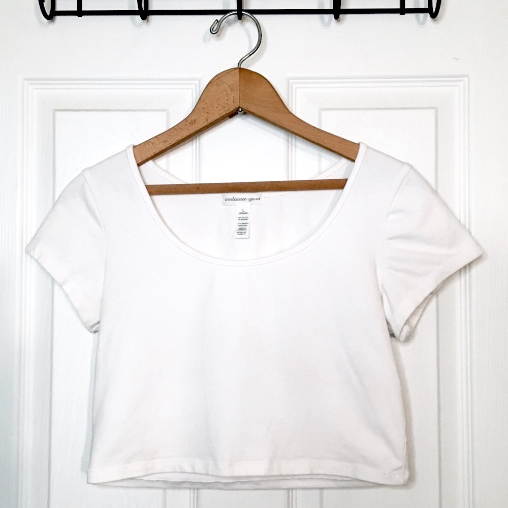 Plain White Scoop-neck Crop Top Teeshirt